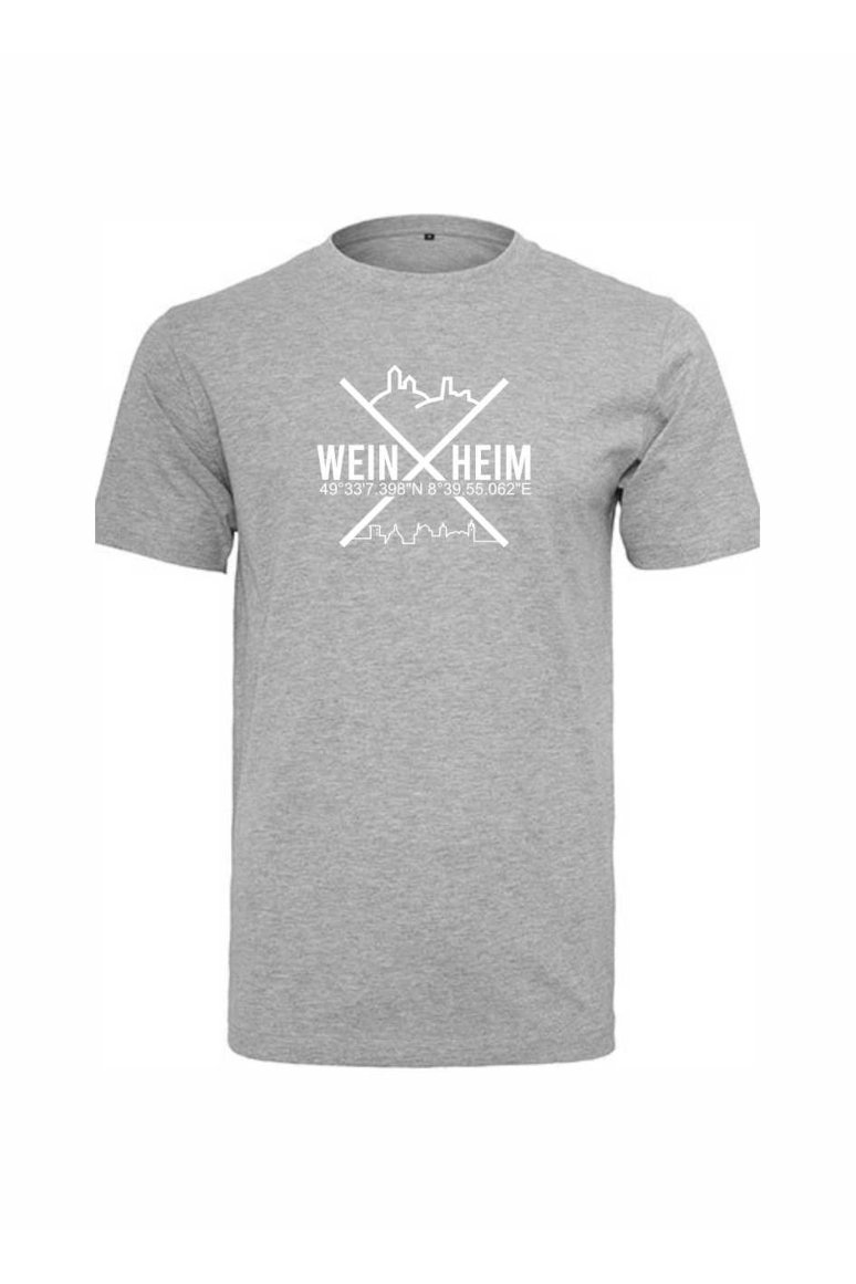 T-Shirt Weinheim Koordinaten Kreuz (Druckfarbe weiß)